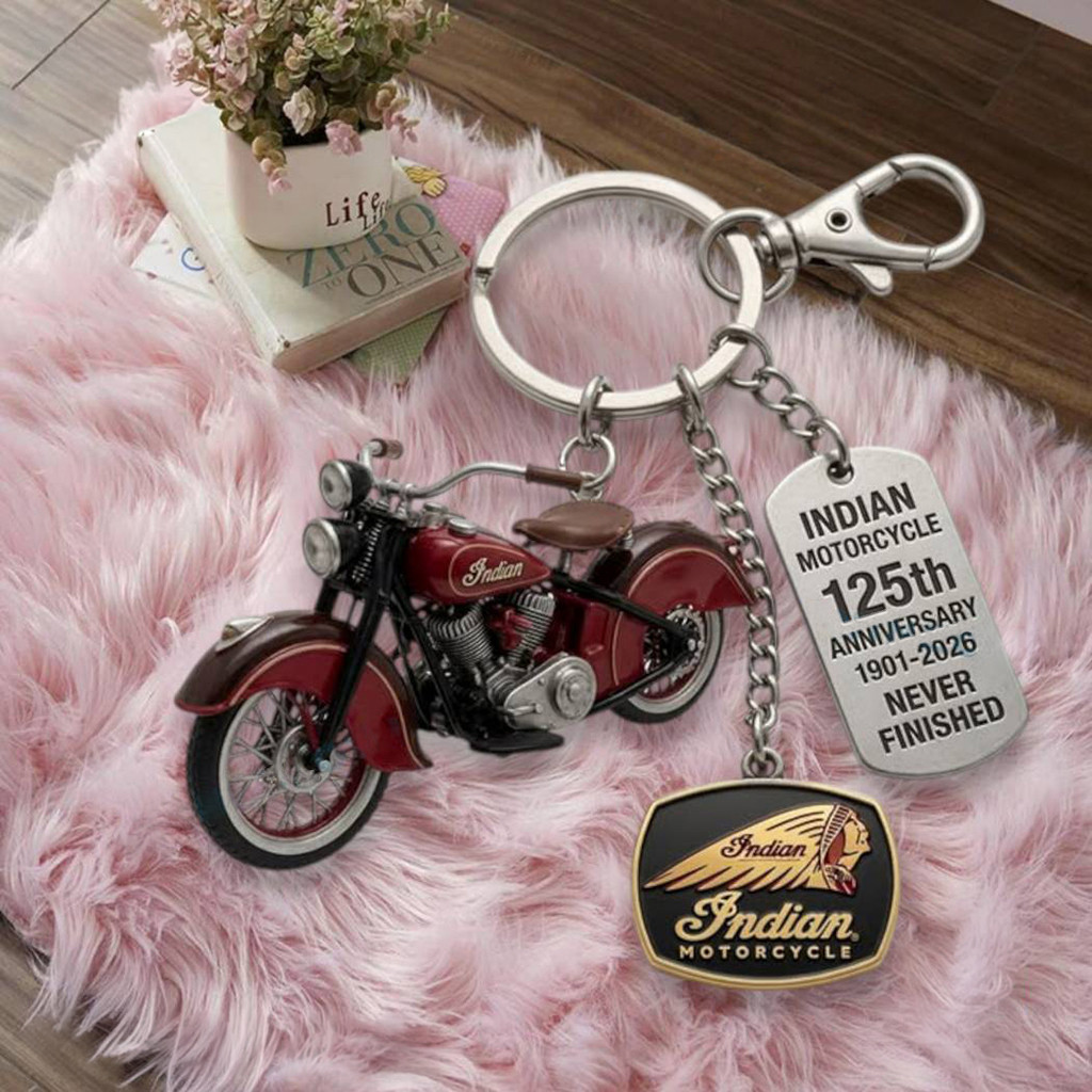 Indian Motorcycle 125th Anniversary 1901-2026 Never Finished Keychain Indian Motorcycle Merch