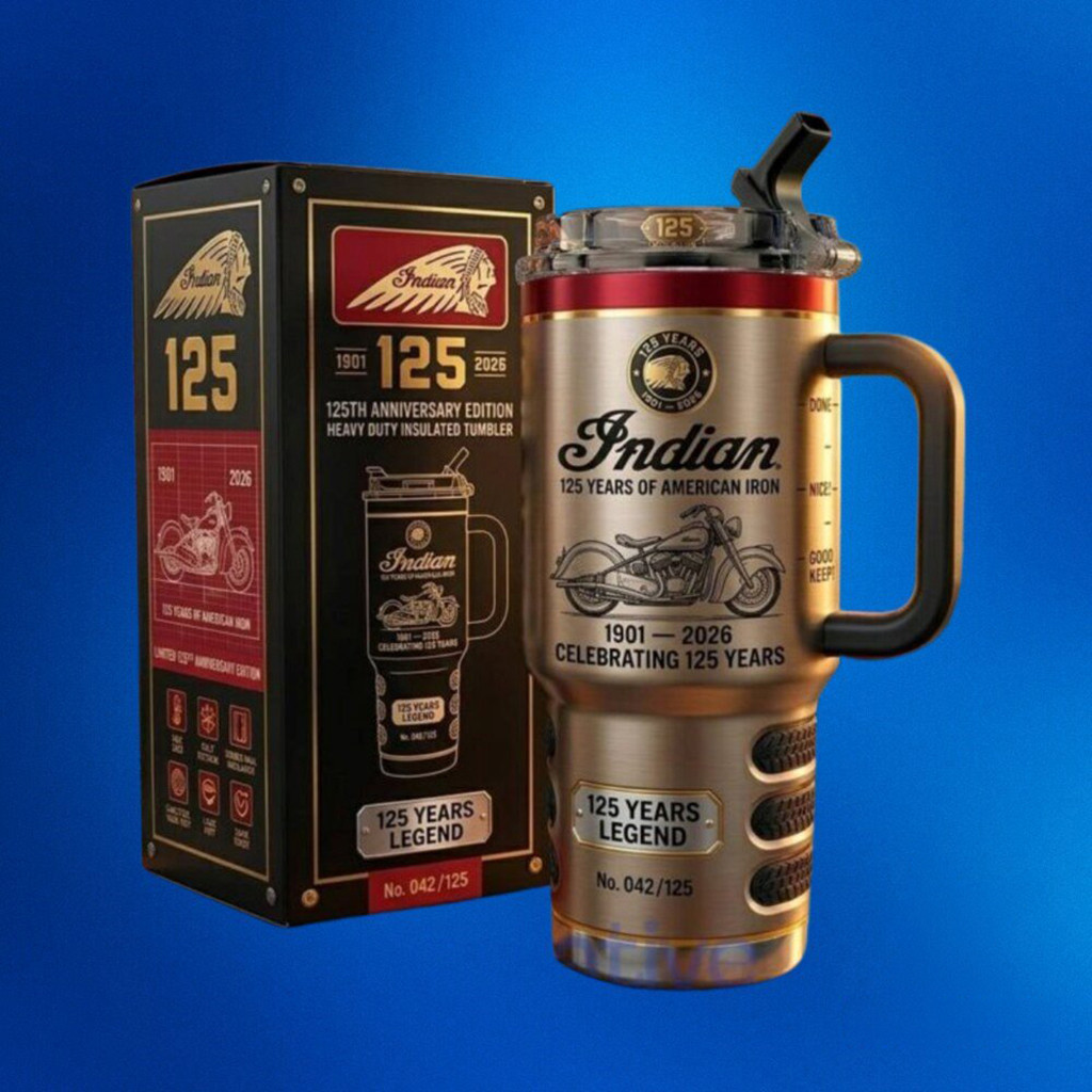 Indian Motorcycle 125th Anniversary Tumbler 125 Years Of American Iron Travel Cup Gifts For Dad