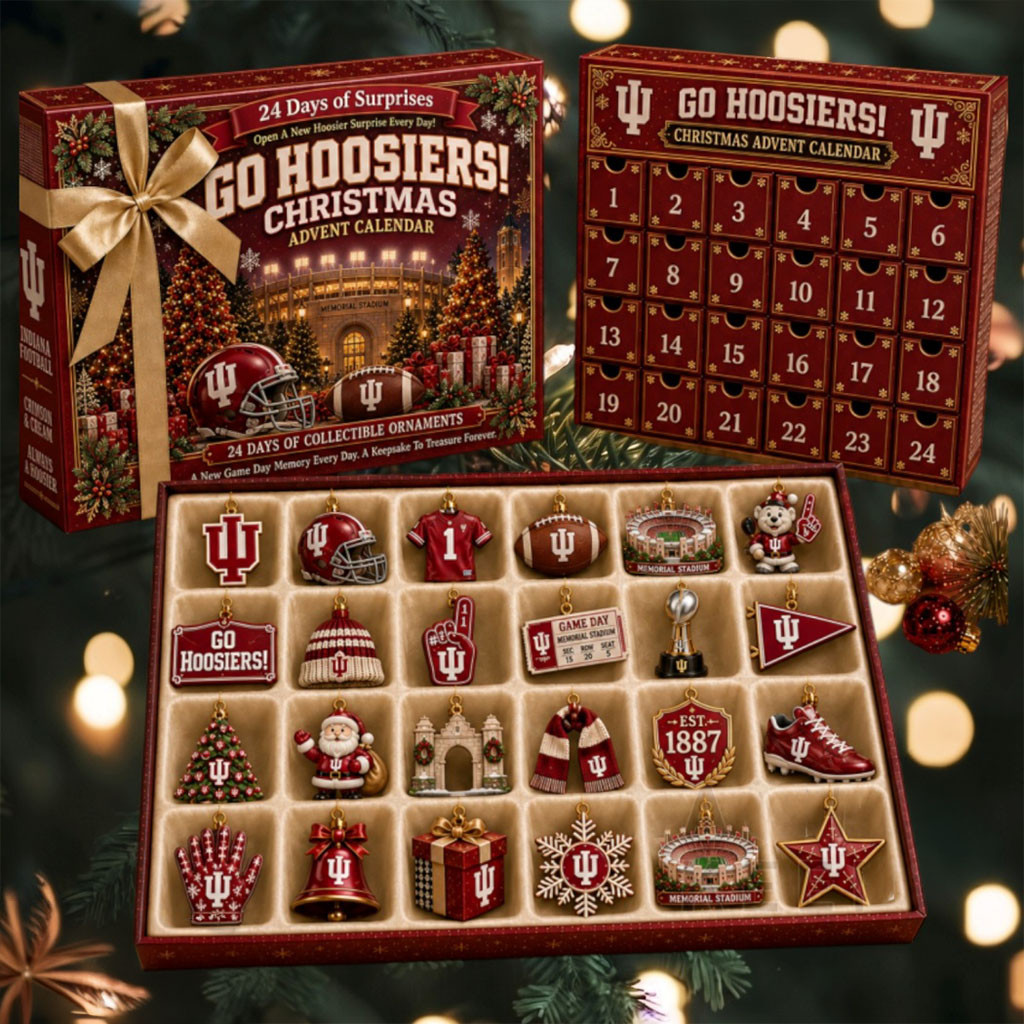 Indiana Hoosiers Crimson And Cream Christmas Advent Calendar Xmas Ornaments Hoosiers Merch
