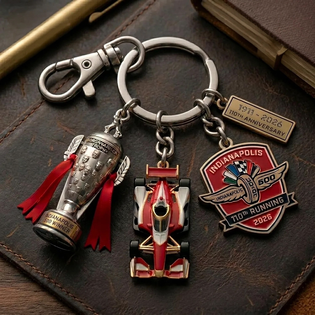 Indianapolis 500 2026 110th Anniversary Keychain Indianapolis 500 Merch Gift For Racing Fans