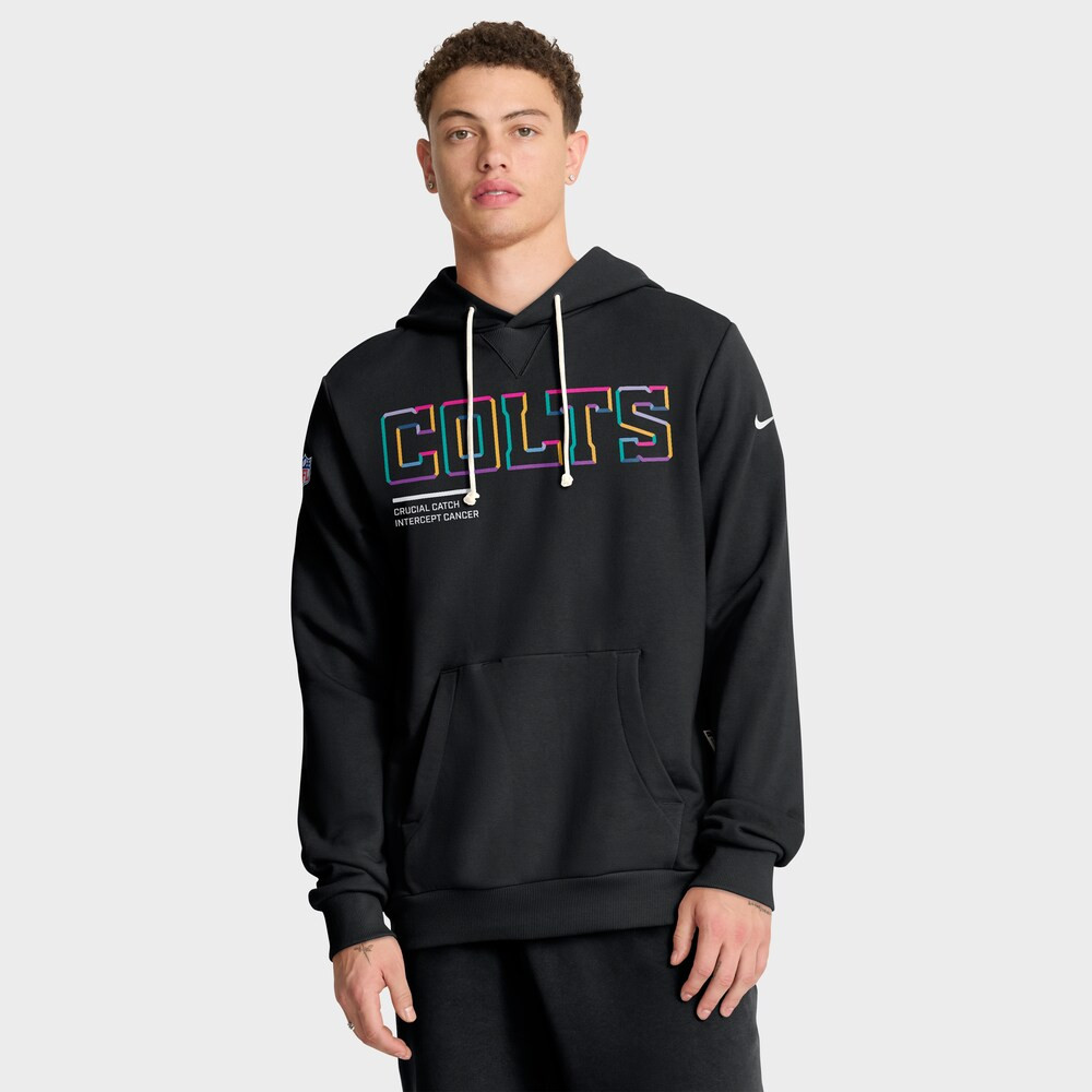 Indianapolis Colts Merch - Men's 2025 NFL Crucial Catch Sideline Standard Issue Dri-FIT Hoodie, Black - Football Present Ideas