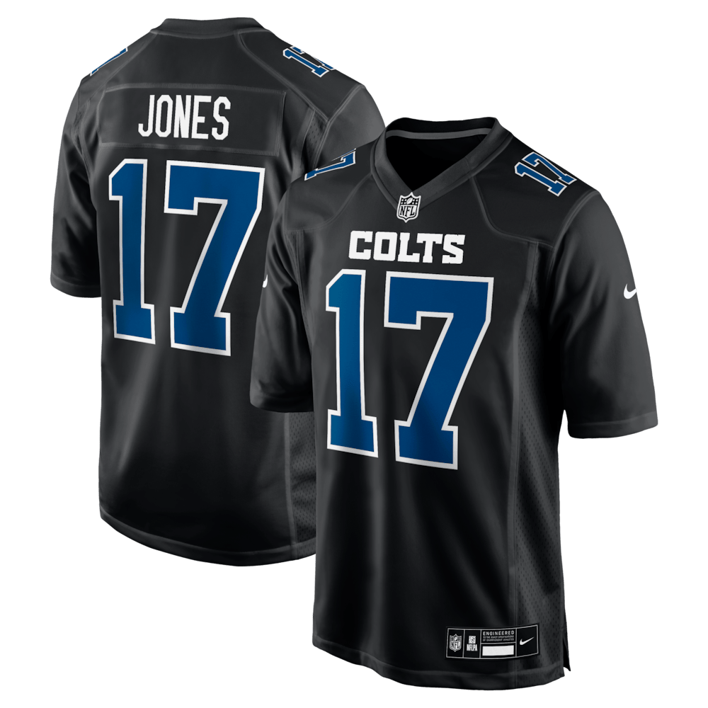 Indianapolis Colts Merch - Men's Daniel Jones Carbon Fashion Game Jersey, Black - Gift For Man Who Loves Football