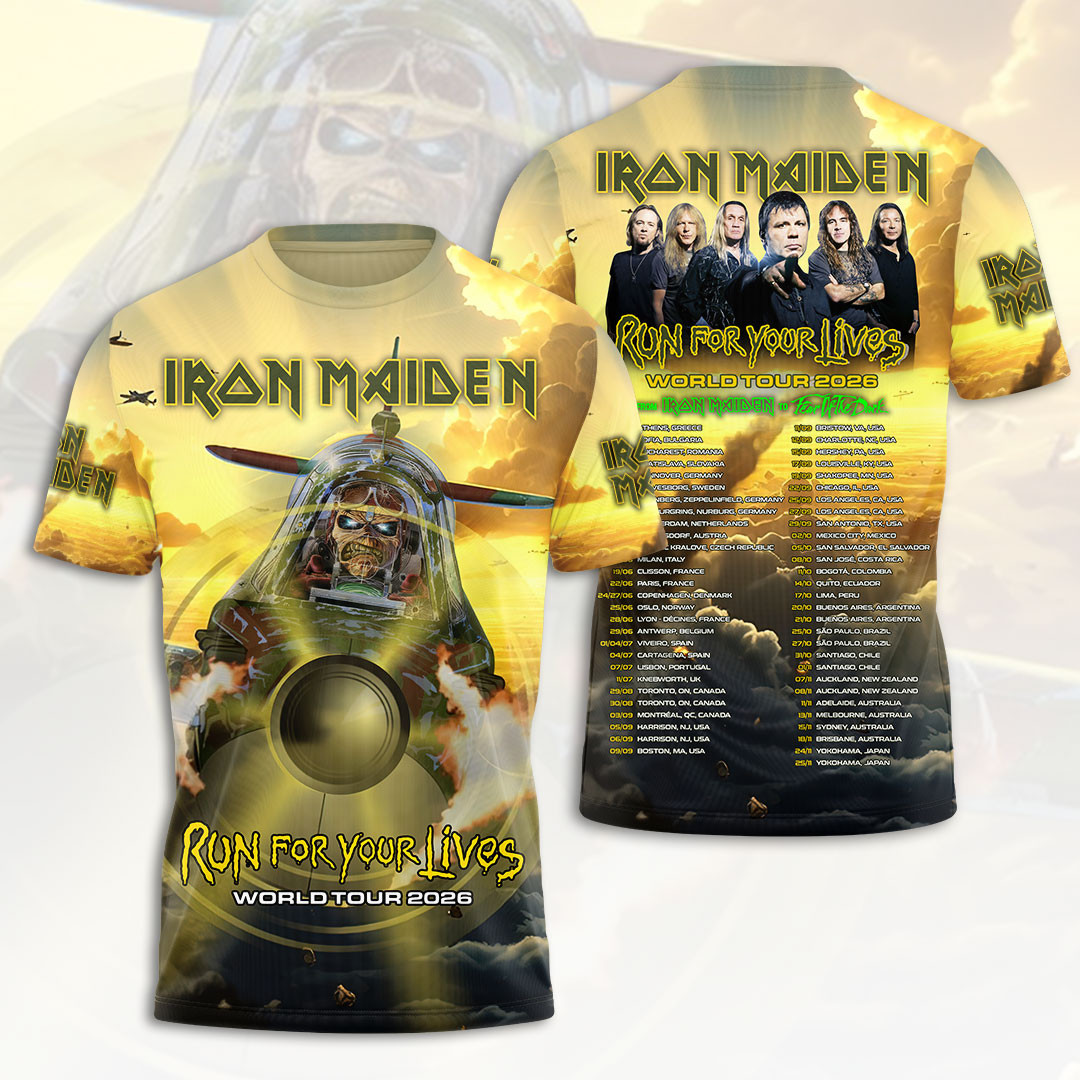 Iron Maiden 2026 World Tour Merch Iron Maiden Run For Your Lives Tour T-Shirt Music Fan Gifts