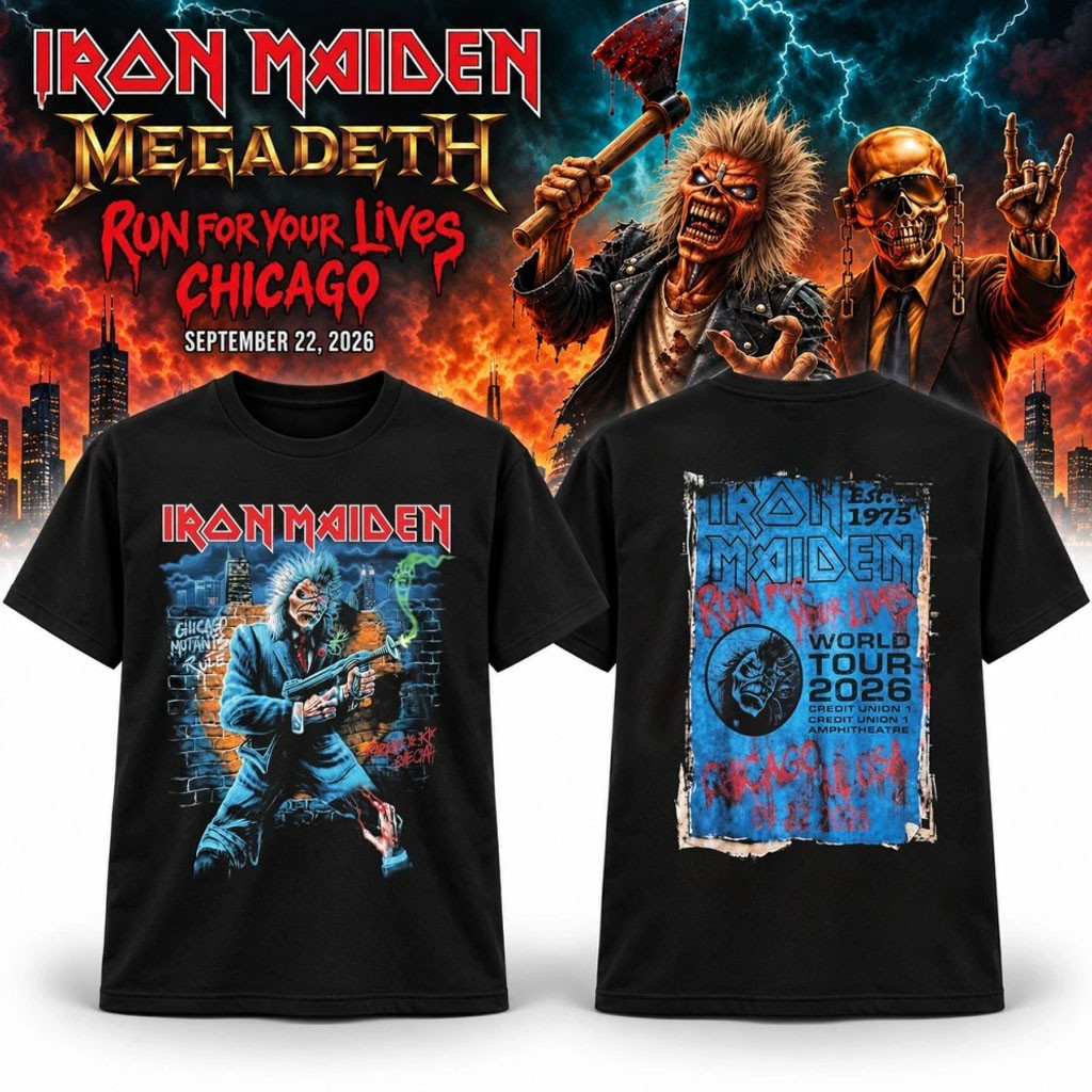 Iron Maiden Chicago Event T-Shirt Credit Union 1 Amphitheatre Sep 22 2026 Tee Iron Maiden Merch