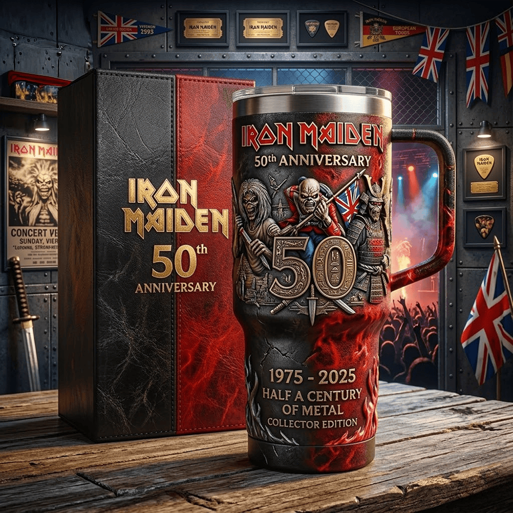 Iron Maiden Eddie The Trooper 50Th Anniversary Commemorative Stanley Tumbler Iron Maiden Merch