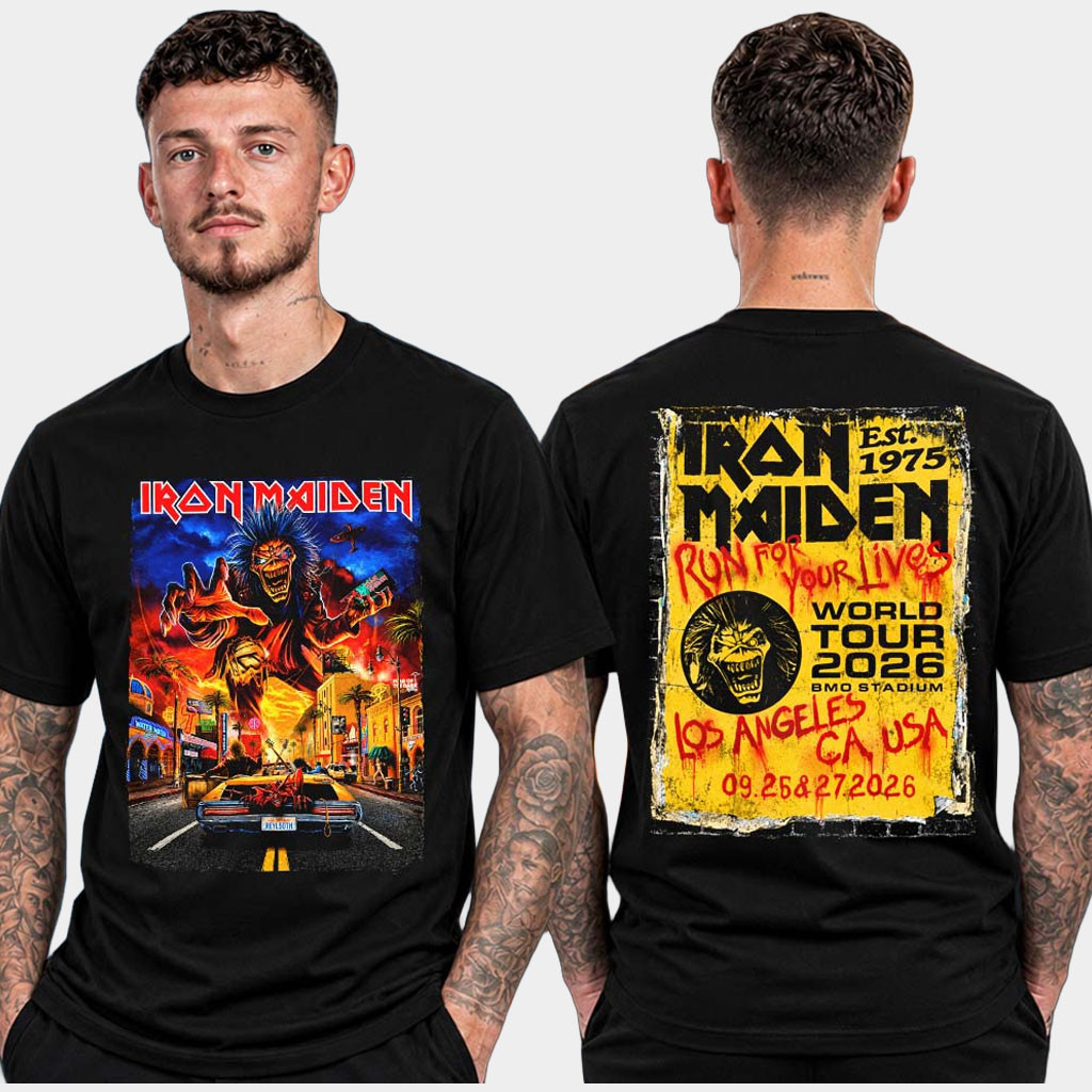Iron Maiden Merch Los Angeles CA Event T-Shirt At BMO Stadium On Sept 26 27 2026 Tee Fan Gifts