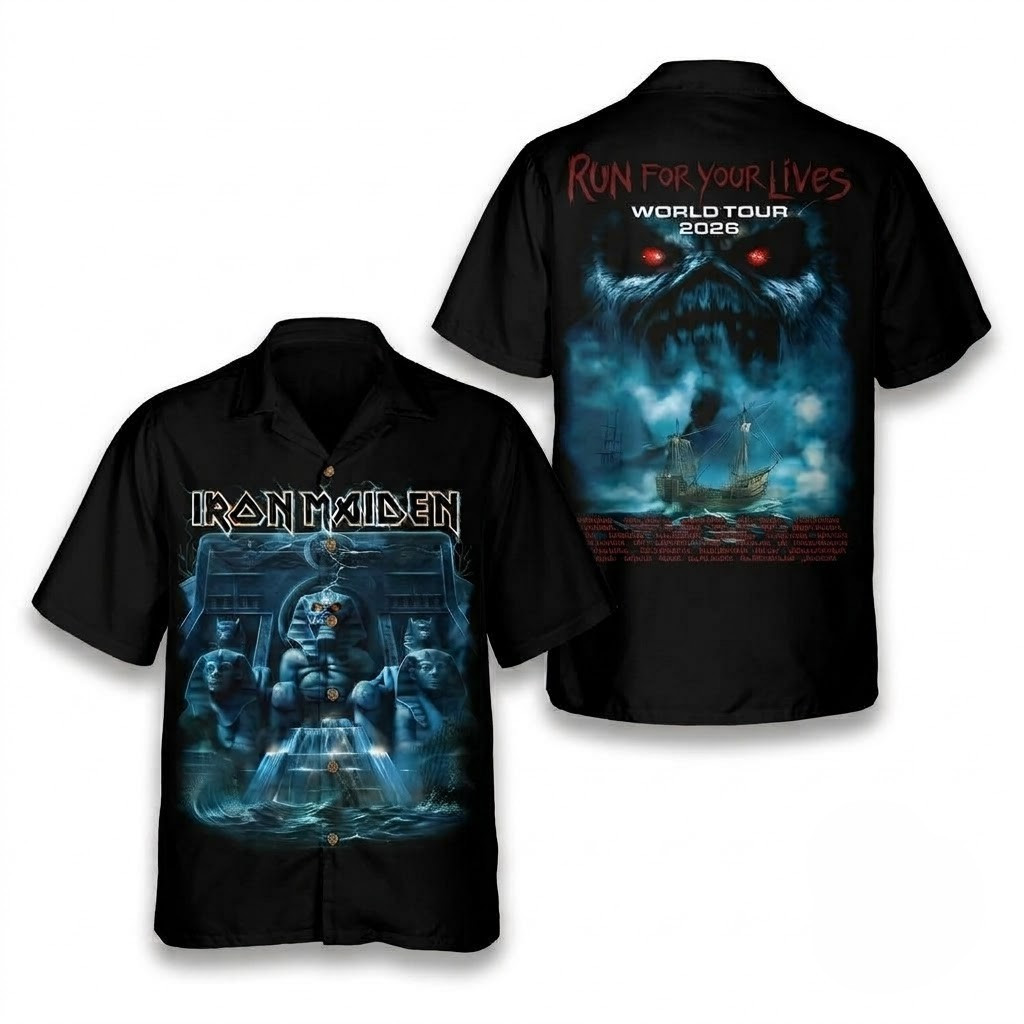 Iron Maiden Merch Powerslave Mariner 2026 Tour T-Shirt Run For Your Lives World Tour Merch - Image 7