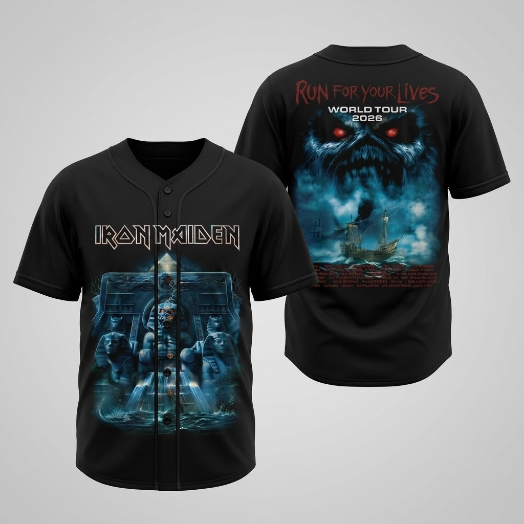 Iron Maiden Merch Powerslave Mariner 2026 Tour T-Shirt Run For Your Lives World Tour Merch - Image 8