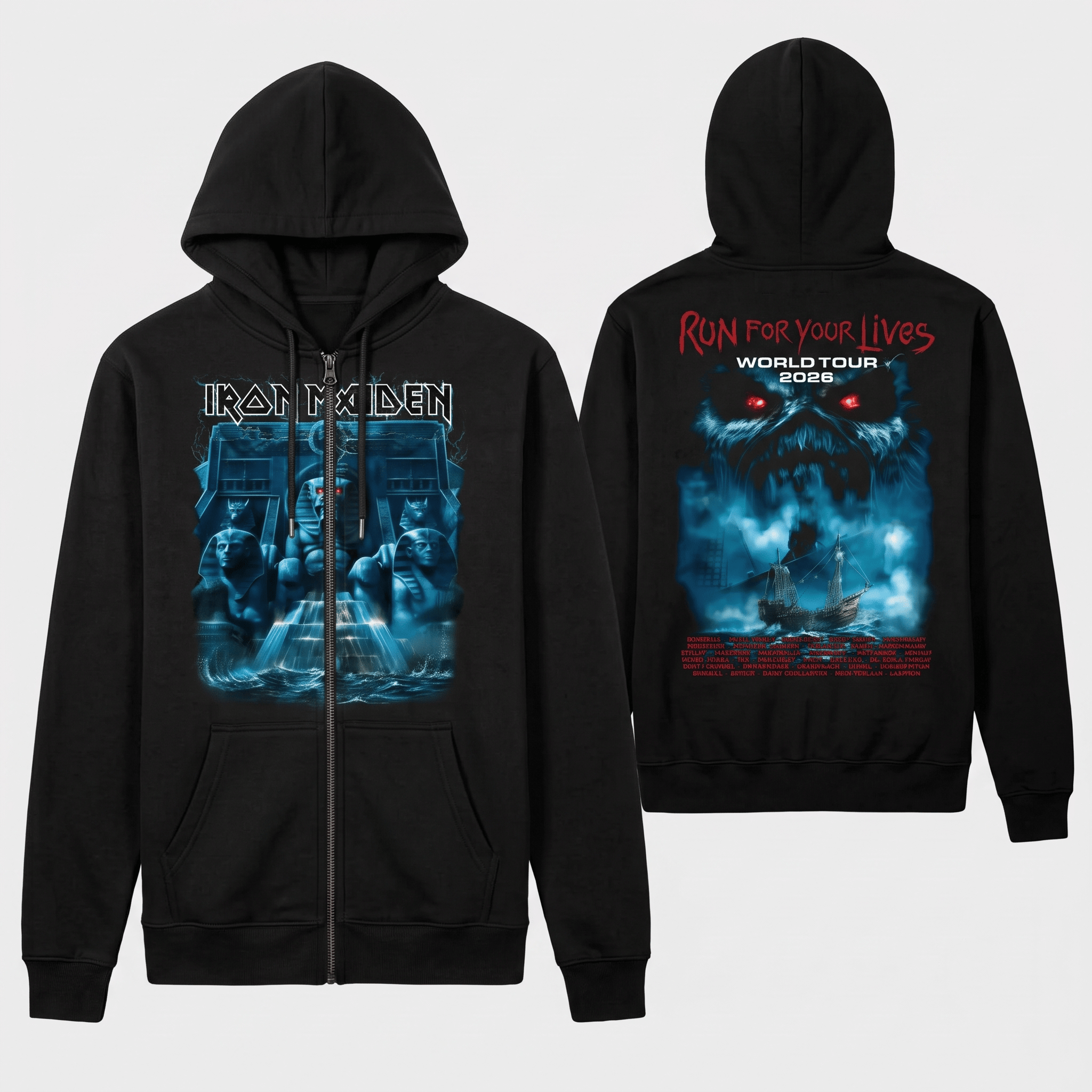 Iron Maiden Merch Powerslave Mariner 2026 Tour T-Shirt Run For Your Lives World Tour Merch - Image 3