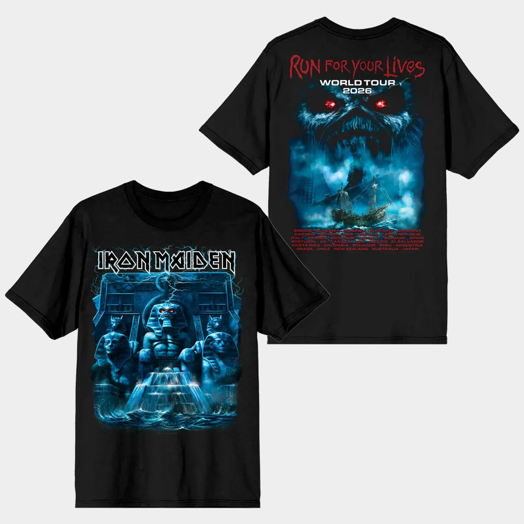 Iron Maiden Merch Powerslave Mariner 2026 Tour T-Shirt Run For Your Lives World Tour Merch