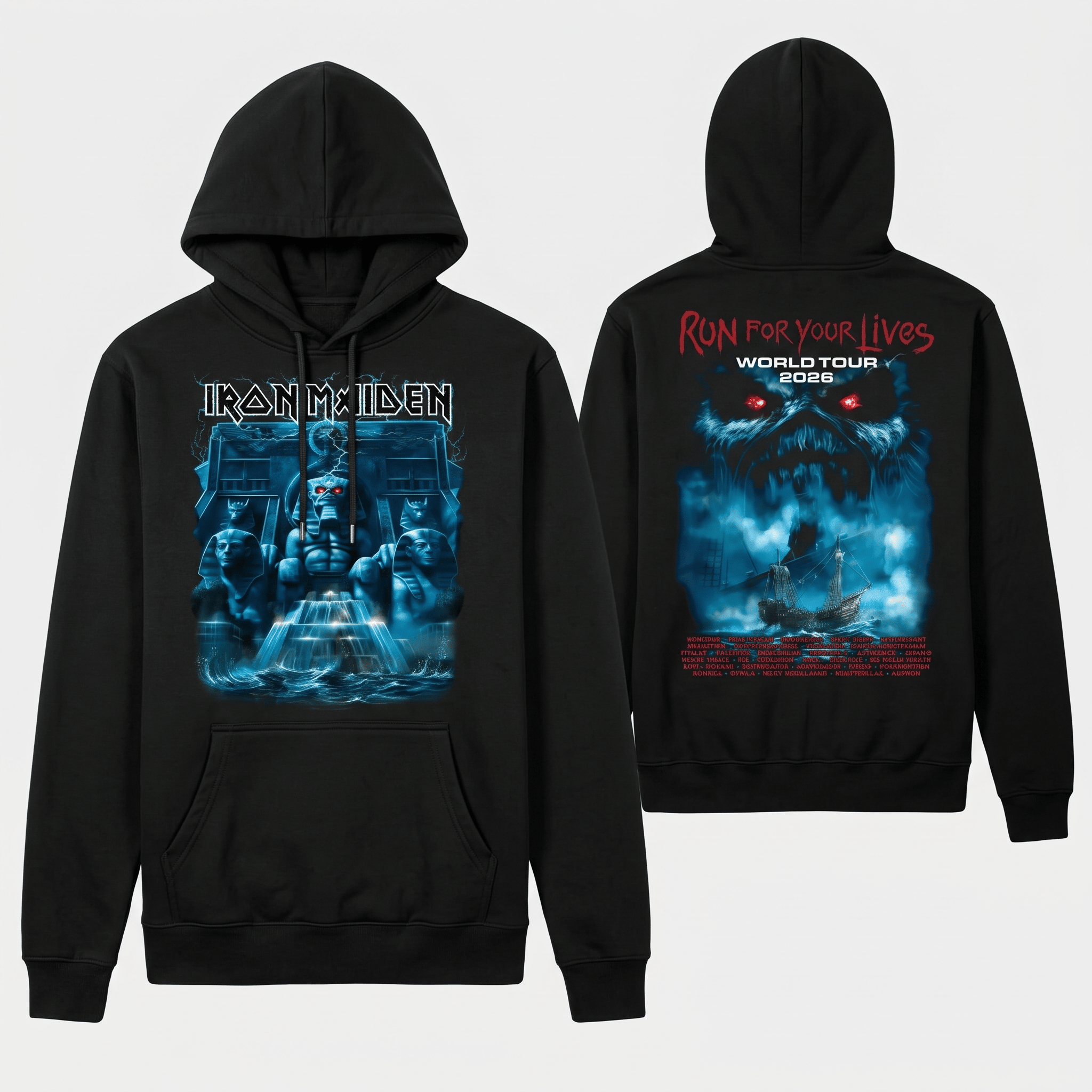 Iron Maiden Merch Powerslave Mariner 2026 Tour T-Shirt Run For Your Lives World Tour Merch - Image 2