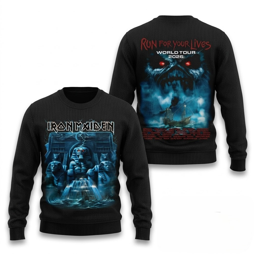 Iron Maiden Merch Powerslave Mariner 2026 Tour T-Shirt Run For Your Lives World Tour Merch - Image 6