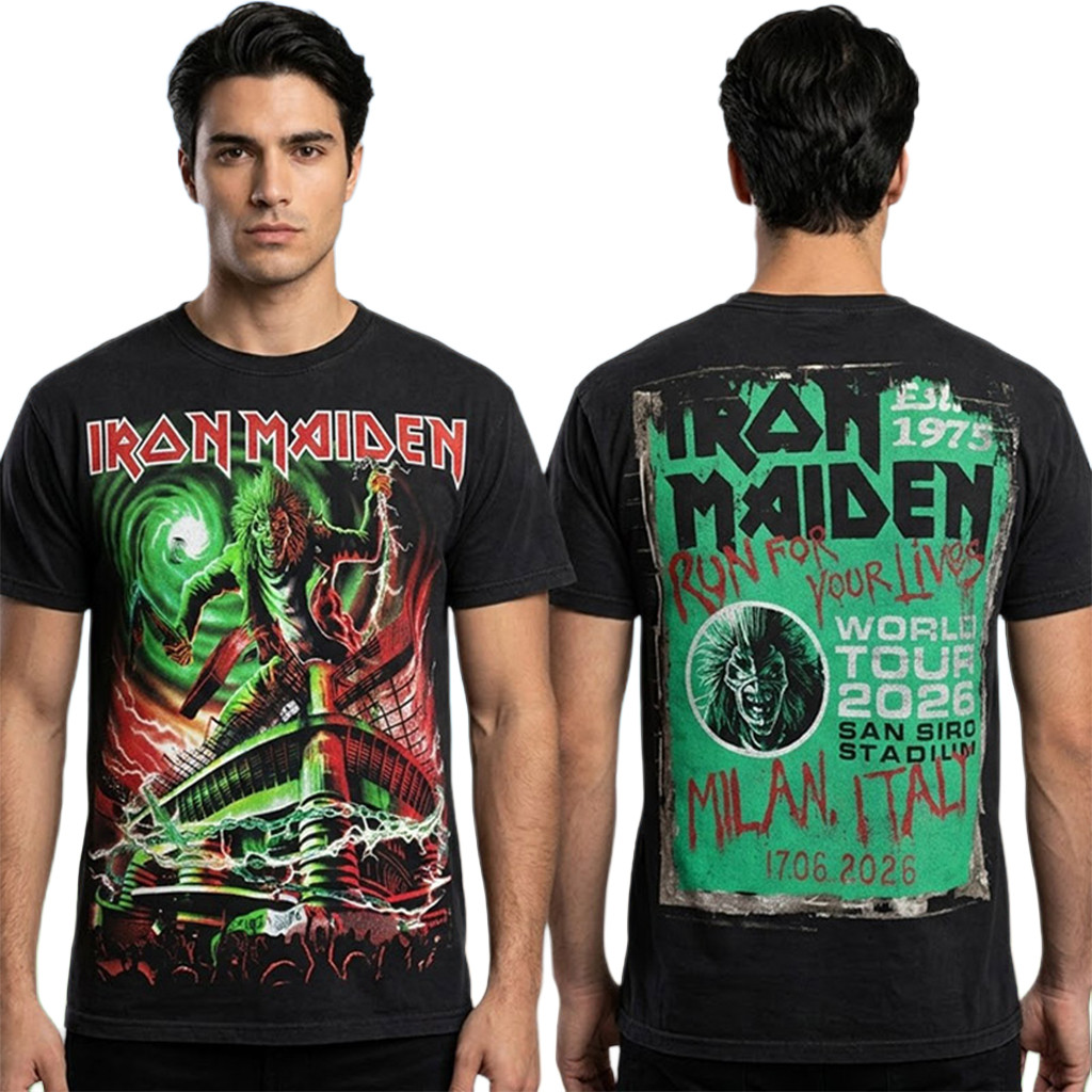Iron Maiden Run For Your Lives World Tour 2026 Milan Italy T-Shirt Iron Maiden Merch Fan Gifts