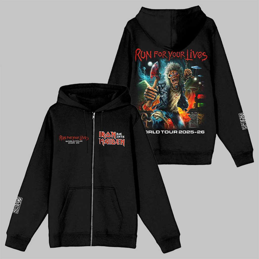 Iron Maiden Run For Your Lives World Tour 2026 Zip Hoodie Iron Maiden Merch Bonus Dad Gifts