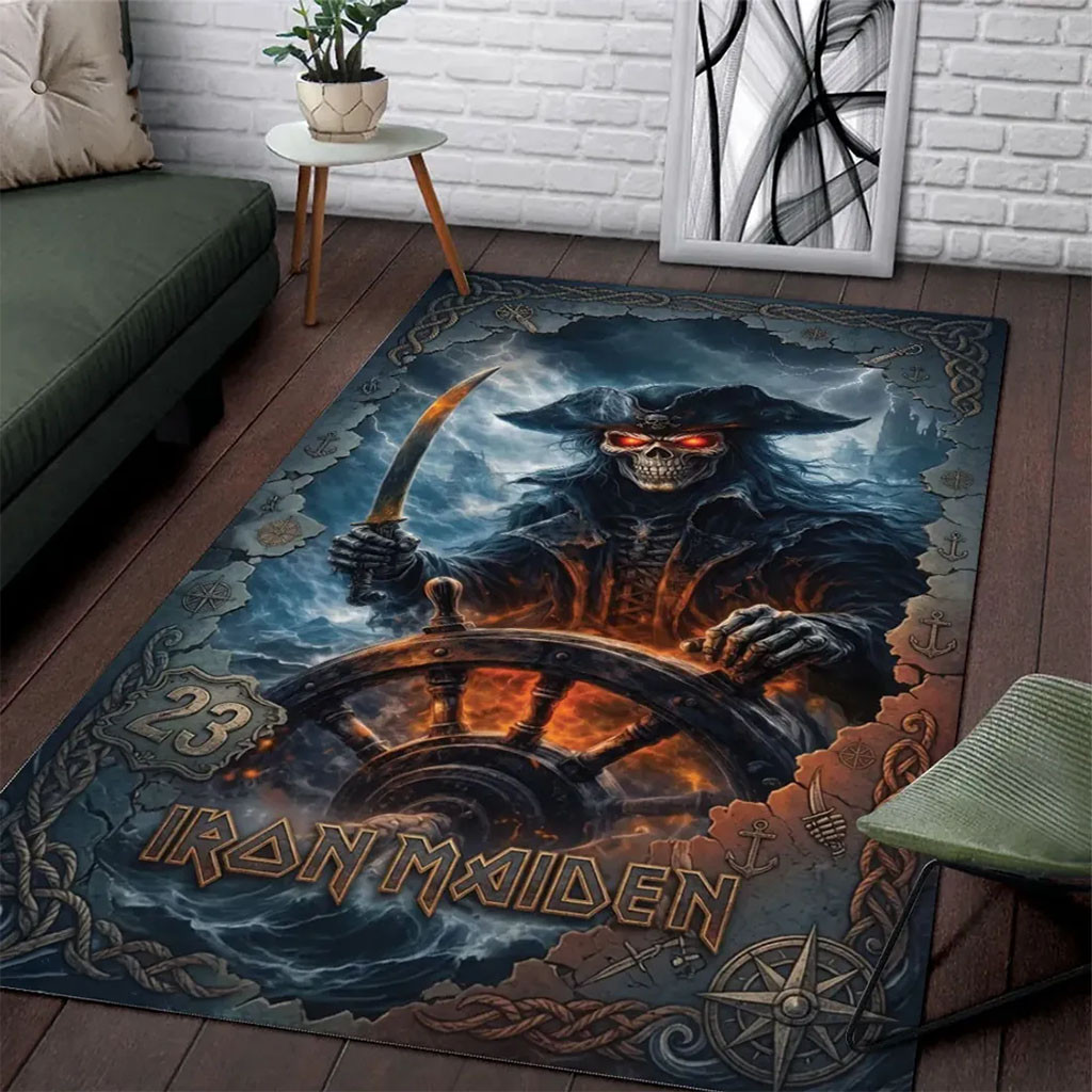 Iron Maiden Skeleton Captain Area Rug Living Room Decor Ideas Iron Maiden Merch Fan Gifts
