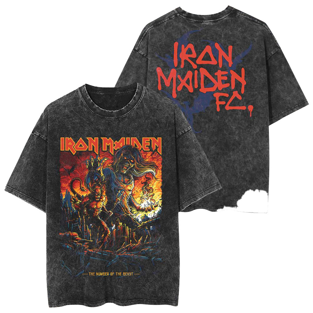 Iron Maiden The Number Of The Beast IR FC Exclusive Retro Washed T-Shirt Iron Maiden Merch