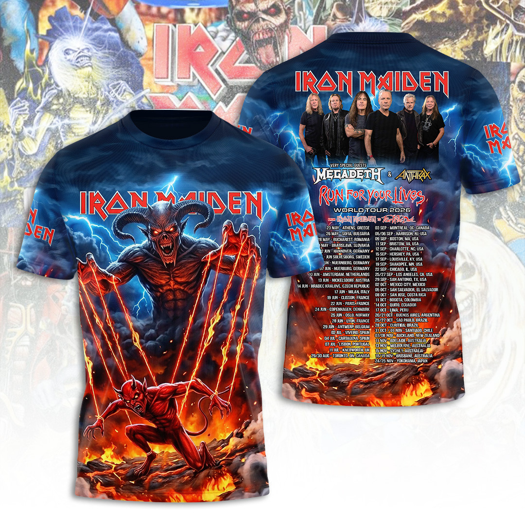 Iron Maiden Tour 2026 Merch Run For Your Lives World Tour T-Shirt Present For Husband