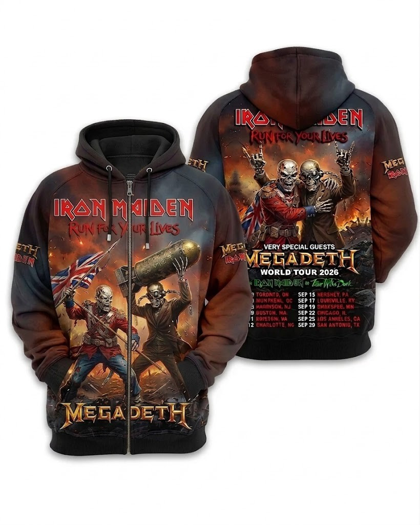 Iron Maiden X Megadeth 2026 World Tour Merch Run For Your Lives T-Shirt Music Fan Gifts - Image 3