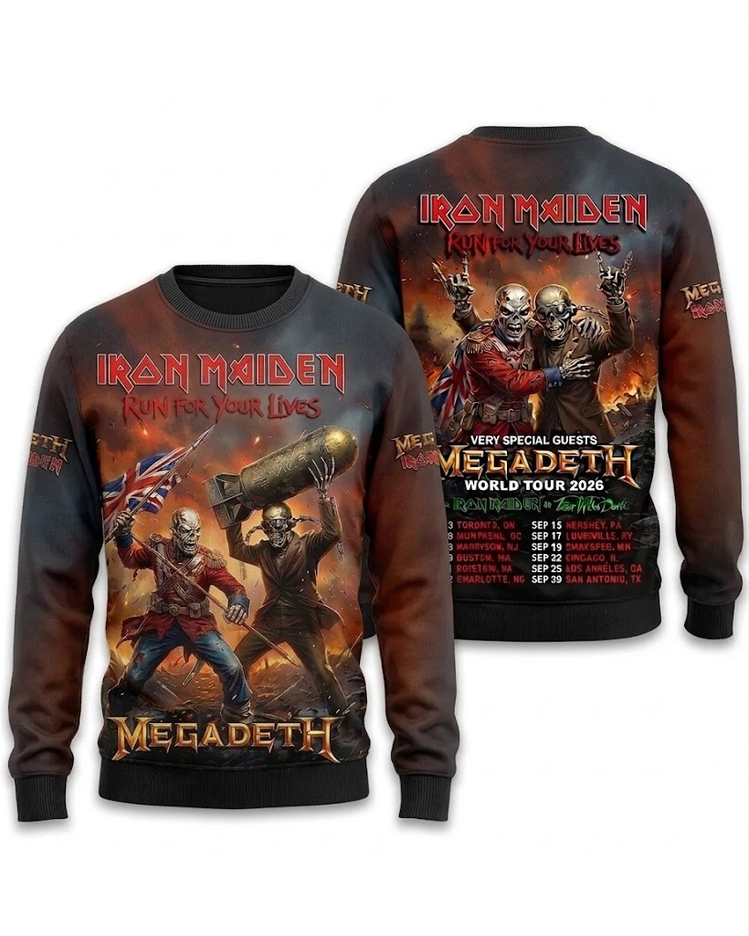 Iron Maiden X Megadeth 2026 World Tour Merch Run For Your Lives T-Shirt Music Fan Gifts - Image 4