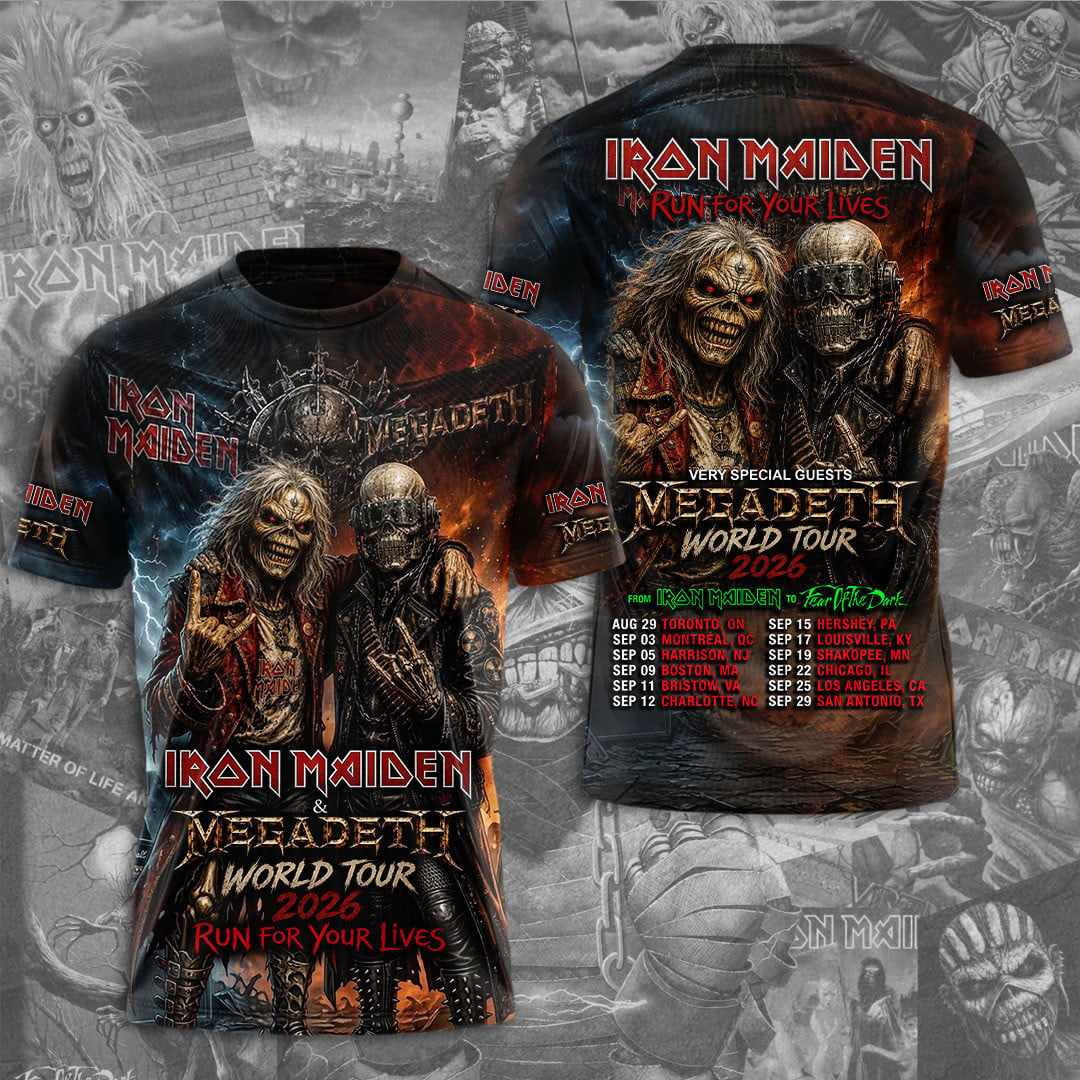 Iron Maiden X Megadeth 2026 World Tour T-Shirt Run For Your Lives Tour Merch Music Fan Gifts
