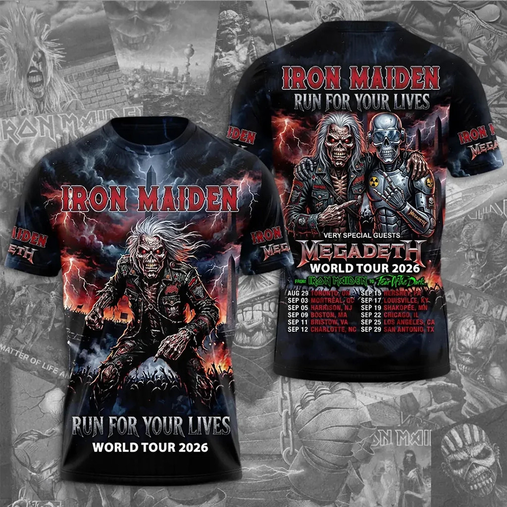 Iron Maiden X Megadeth Run For Your Lives 2026 Tour T-Shirt Fan Merch Gift For Music Lovers
