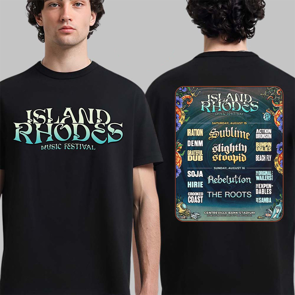 Island Rhodes Music Festival Merch 2026 In Rhodes Island At Centreville Bank Stadium T-Shirt