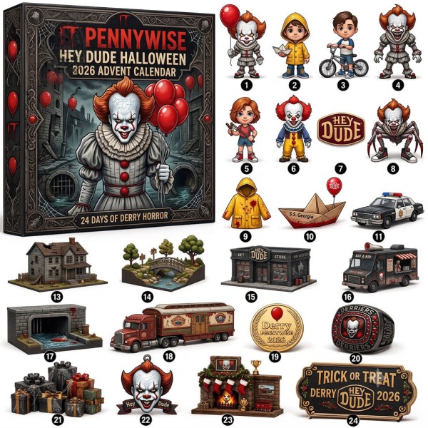 It Pennywise Hey Dude Halloween 2026 Advent Calendar 24 Days Of Derry Horror Countdown Decor - Image 2