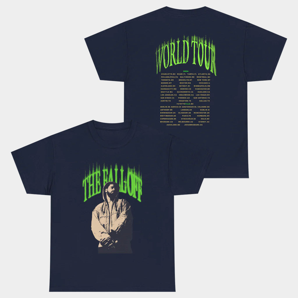 J Cole Fall Off Tour Merch 2026 Neon Face T-Shirt J Cole World Tour Merch Gift For Hip Hop Fans