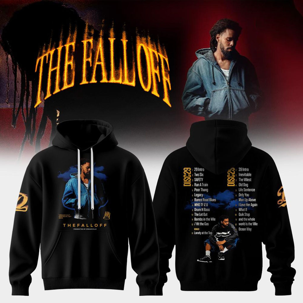 J Cole The Fall-Off World Tour 2026 Hoodie J Cole Merch Black Present For Rapper Fans