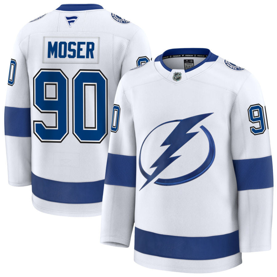 J.J. Moser Tampa Bay Lightning 2025 Away Jersey - White 1 J.J. Moser Tampa Bay Lightning 2025 Away Jersey - White
