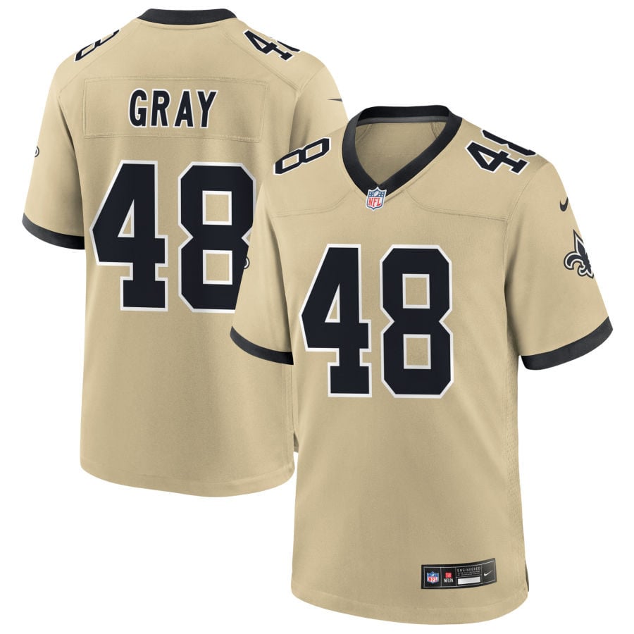 J.T. Gray New Orleans Saints 2025 Gameday Golds Alternate Game Jersey - Gold