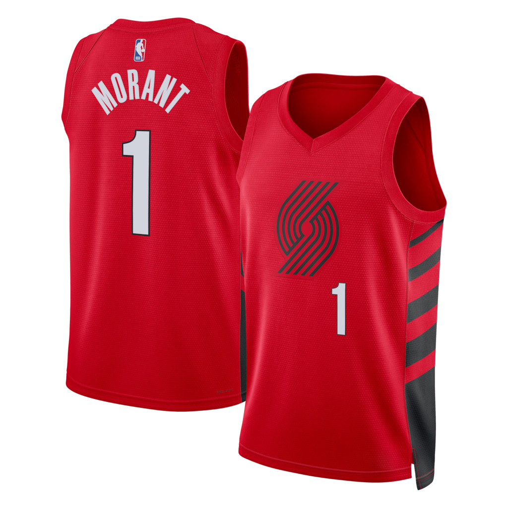 Ja Morant Merch 2026 Portland Trail Blazers #1 Ja Morant Swingman Jersey Red Gifts For Fans