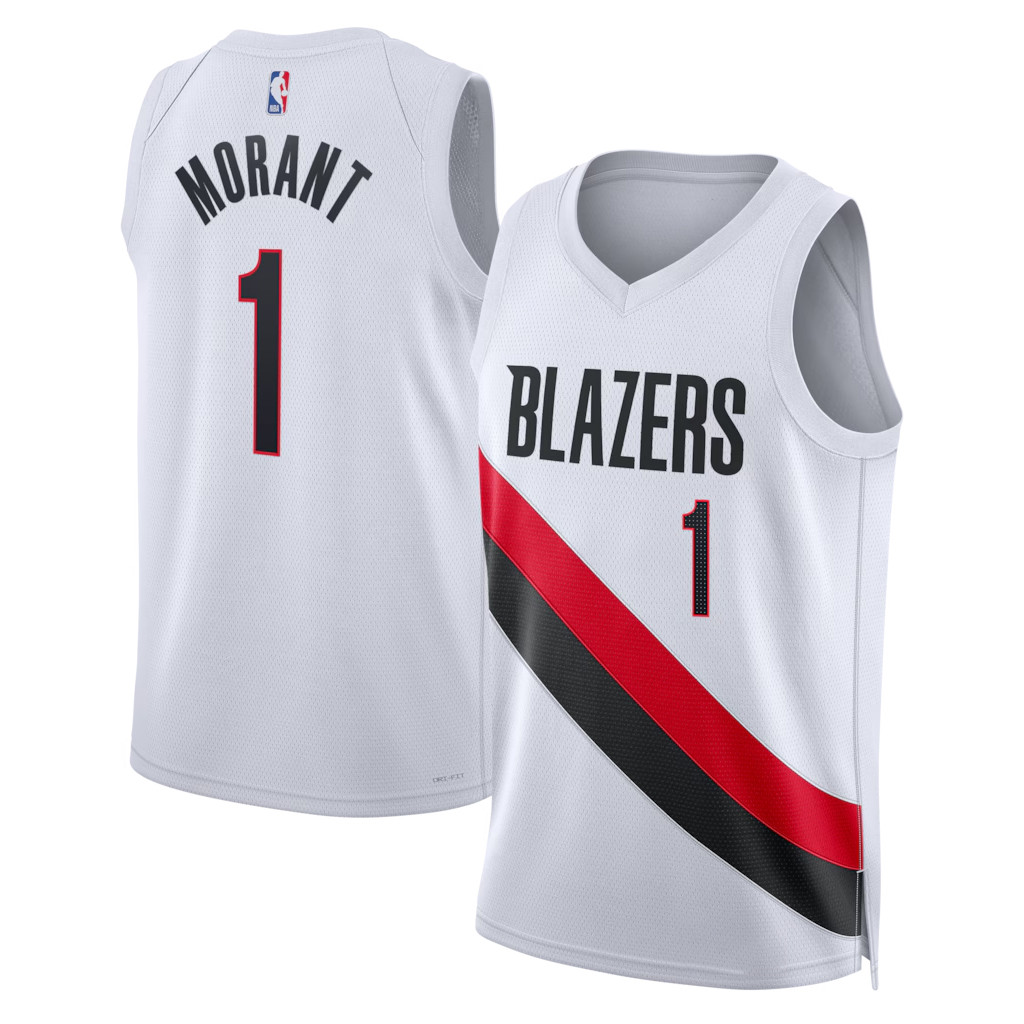 Ja Morant Merch 2026 Portland Trail Blazers #1 Ja Morant Swingman Jersey White Gifts For Him