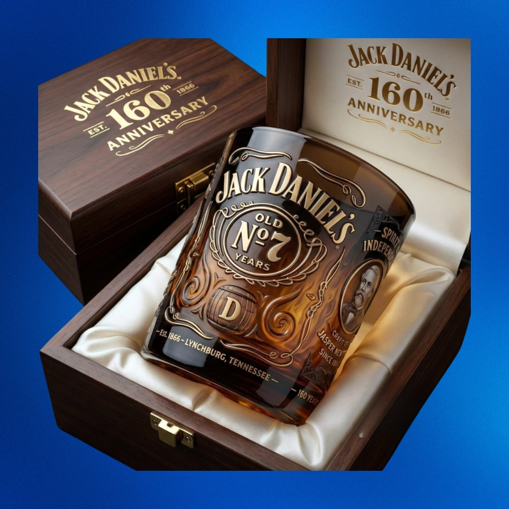Jack Daniels 160Th Anniversary Whiskey Glass Jack Daniels Merch Gifts For Father's Day