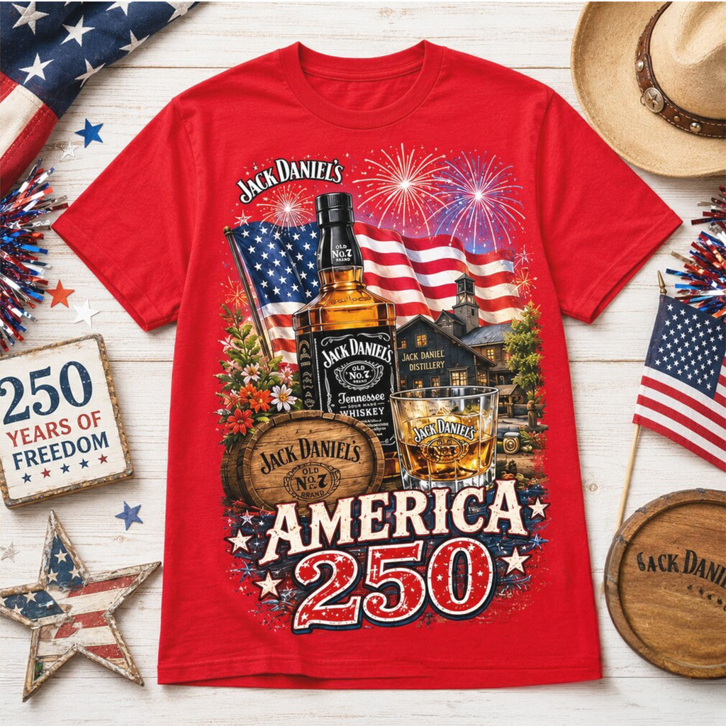Jack Daniels Whiskey America 250 Years of Freedom T-Shirt Patriotic Gifts For Dad