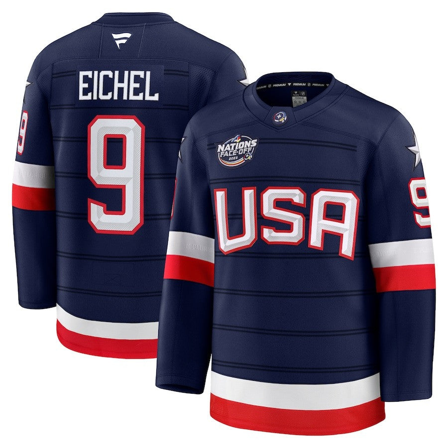 Jack Eichel USA 2025 4 Nations Face-Off Stitched Navy Jersey