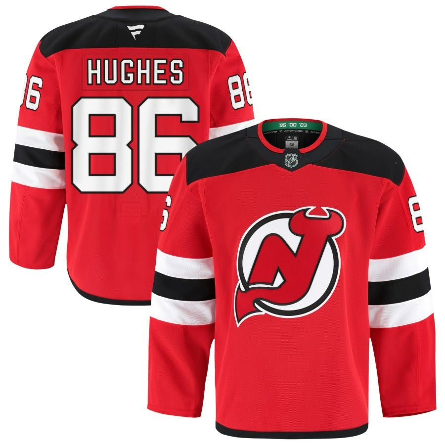 Jack Hughes New Jersey Devils 2025 Home Pro Jersey - Red 1 Jack Hughes New Jersey Devils 2025 Home Pro Jersey - Red