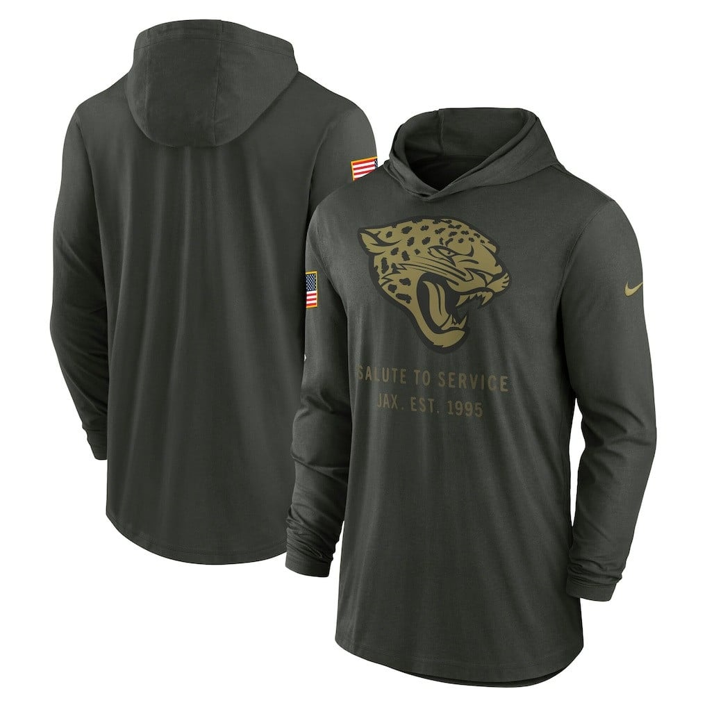 Jacksonville Jaguars 2025 Salute to Service Sideline Dri-FIT Lightweight Hooded Pullover - Forest Green