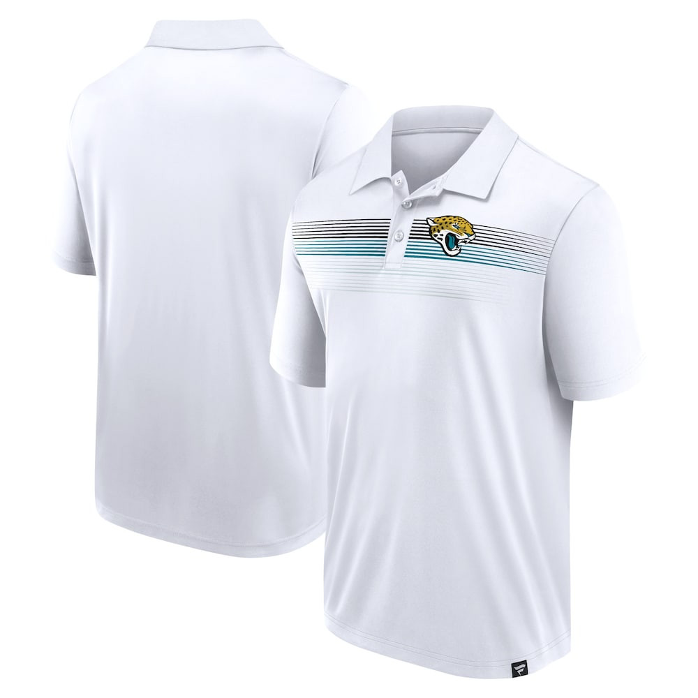 Jacksonville Jaguars Merch - Men's Fanatics Sublimated Polo, Big & Tall, White - Birthday Present For Football Fan