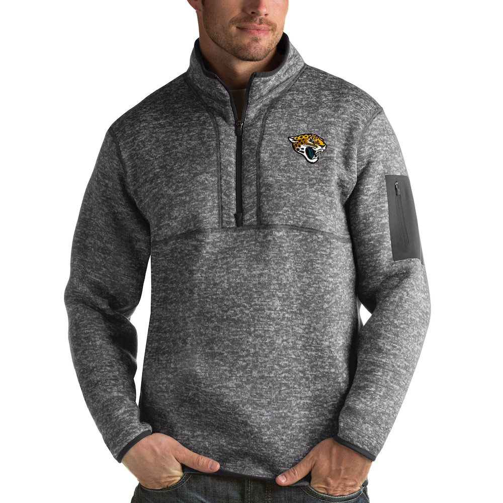 Jacksonville Jaguars Merch - Men's Fortune Quarter-Zip Pullover Jacket, Charcoal - Antigua - Best Football Gifts For Adults