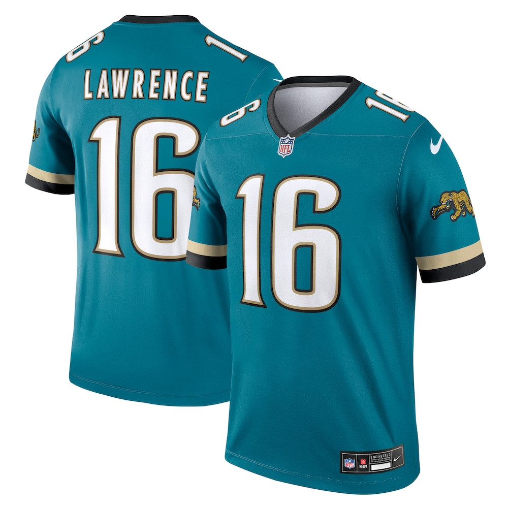 Jacksonville Jaguars Merch - Men's Trevor Lawrence Teal Legend Player Performance Top - American Football Gifts