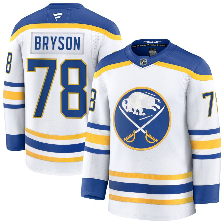 Jacob Bryson Buffalo Sabres 2025 Away Jersey - White 1 Jacob Bryson Buffalo Sabres 2025 Away Jersey - White