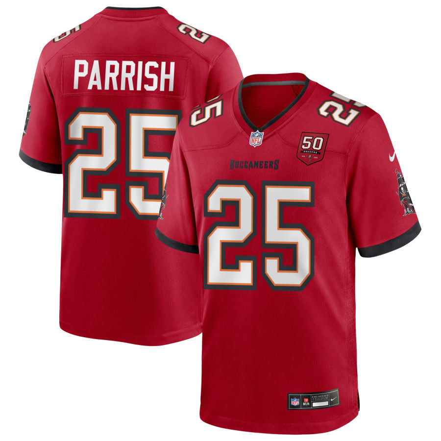 Jacob Parrish Tampa Bay Buccaneers 2025 50th Season Game Jersey - Red