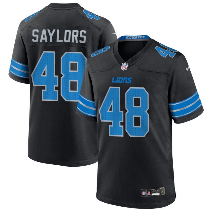 Jacob Saylors Detroit Lions 2025 Alternate Game Jersey - Black