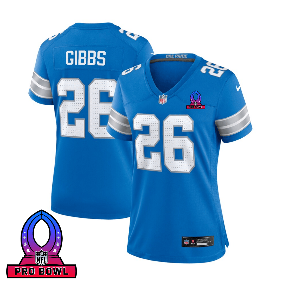 Jahmyr Gibbs Detroit Lions 2025 Pro Bowl Patch Game Jersey - Blue