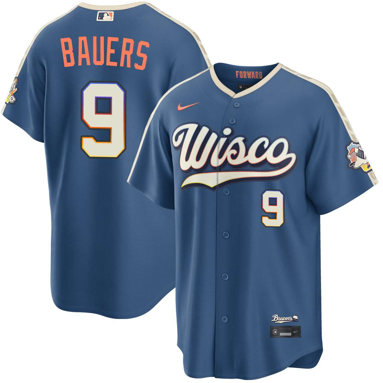Jake Bauers Milwaukee Brewers 2026 City Connect Stadium Jersey - Mineral Blue