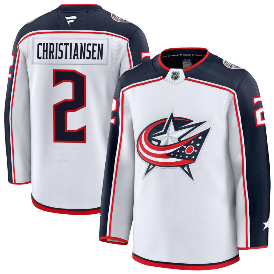 Jake Christiansen Columbus Blue Jackets 2025 Away Jersey - White 1 Jake Christiansen Columbus Blue Jackets 2025 Away Jersey - White