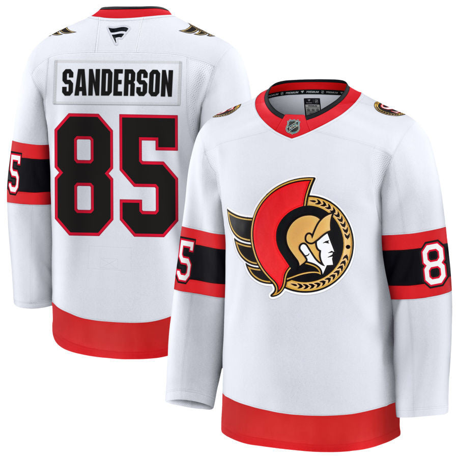 Jake Sanderson Ottawa Senators 2025 Away Jersey - White 1 Jake Sanderson Ottawa Senators 2025 Away Jersey - White