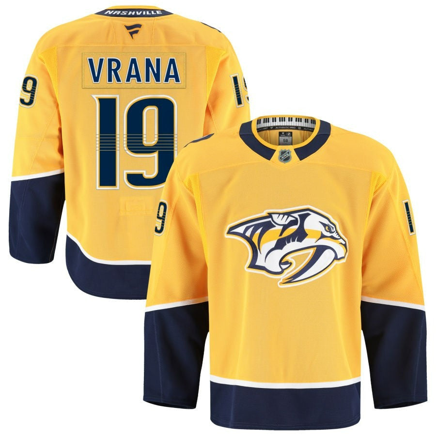 Jakub Vrana Nashville Predators 2025 Home Premium Gold Jersey 1 Jakub Vrana Nashville Predators 2025 Home Premium Gold Jersey