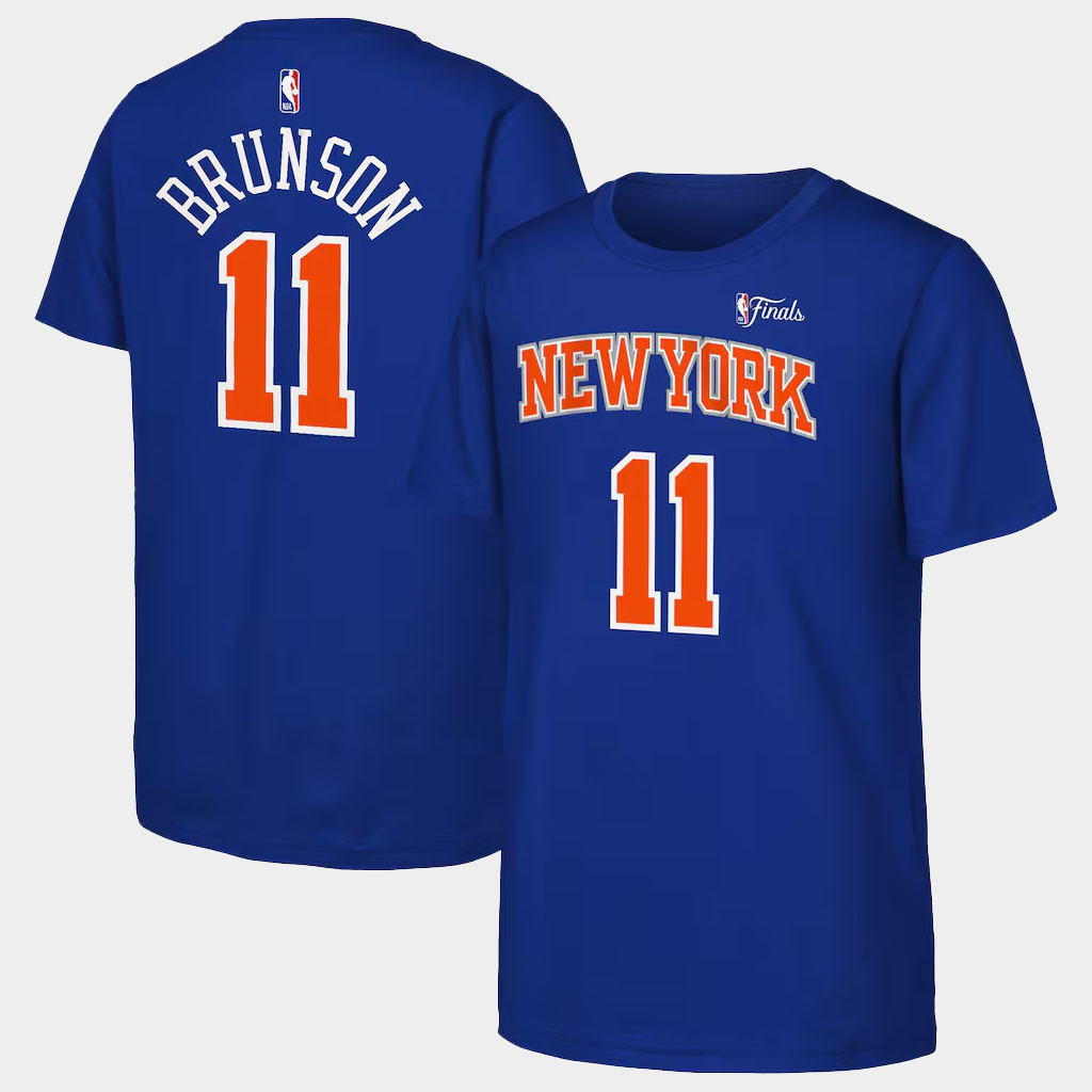 Jalen Brunson Merch 2026 New York Knicks Finals Champions #11 Jalen Brunson T-Shirt Blue